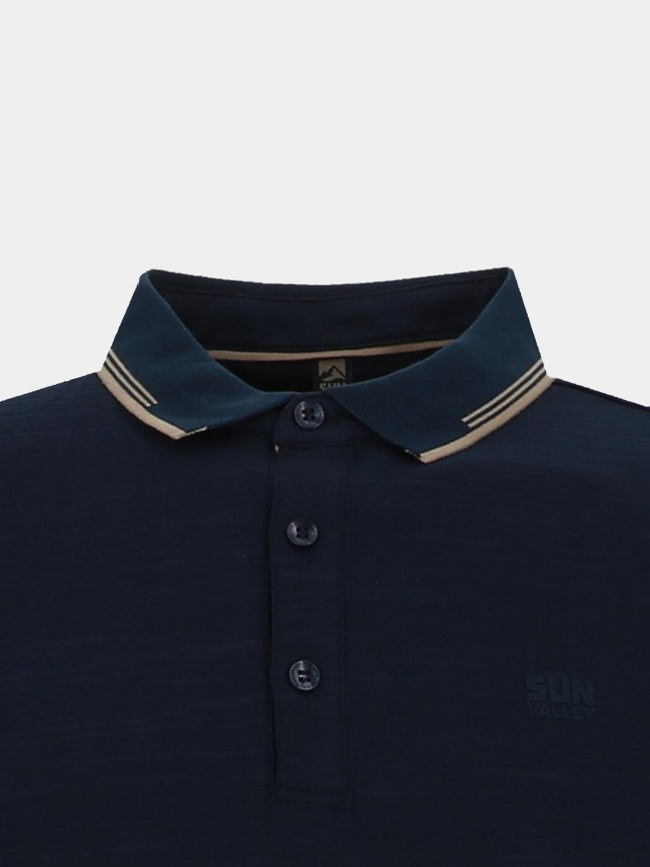 Polo à manches longues basick bleu marine homme - Sun Valley