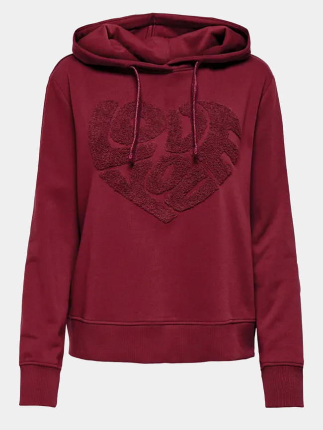 Sweat à capuche onllyna bordeaux femme - Only