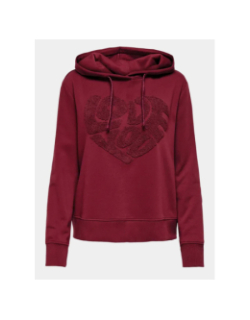 Sweat à capuche onllyna bordeaux femme - Only