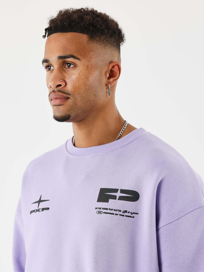 Sweat à col rond life is a game violet homme - Project X Paris