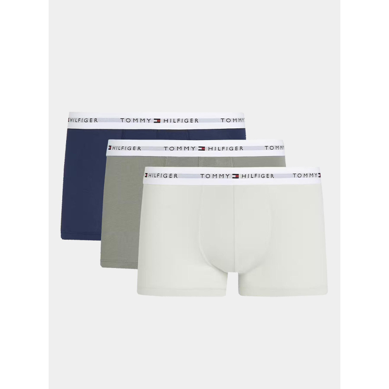 Pack de 3 boxers en coton kaki beige et bleu homme - Tommy Hilfiger