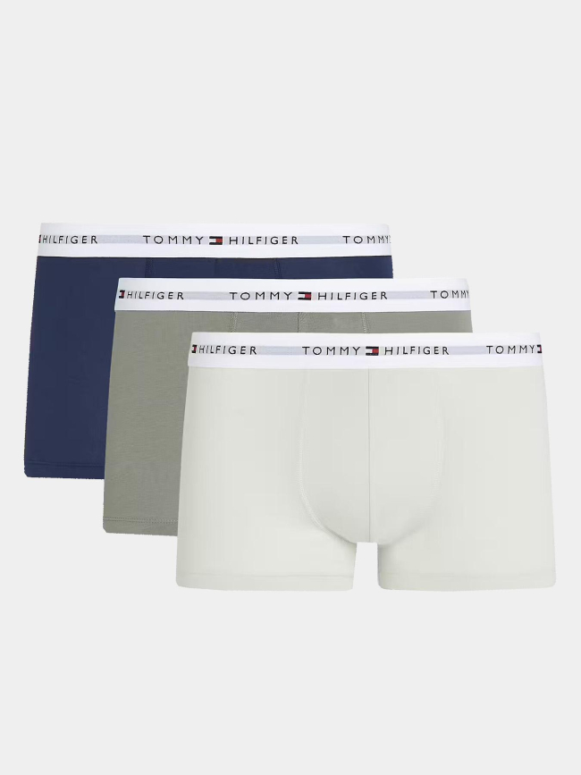 Pack de 3 boxers en coton kaki beige et bleu homme - Tommy Hilfiger