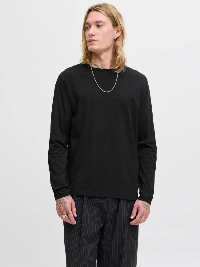 T-shirt à manches longues jjeorganic noir homme - Jack & Jones