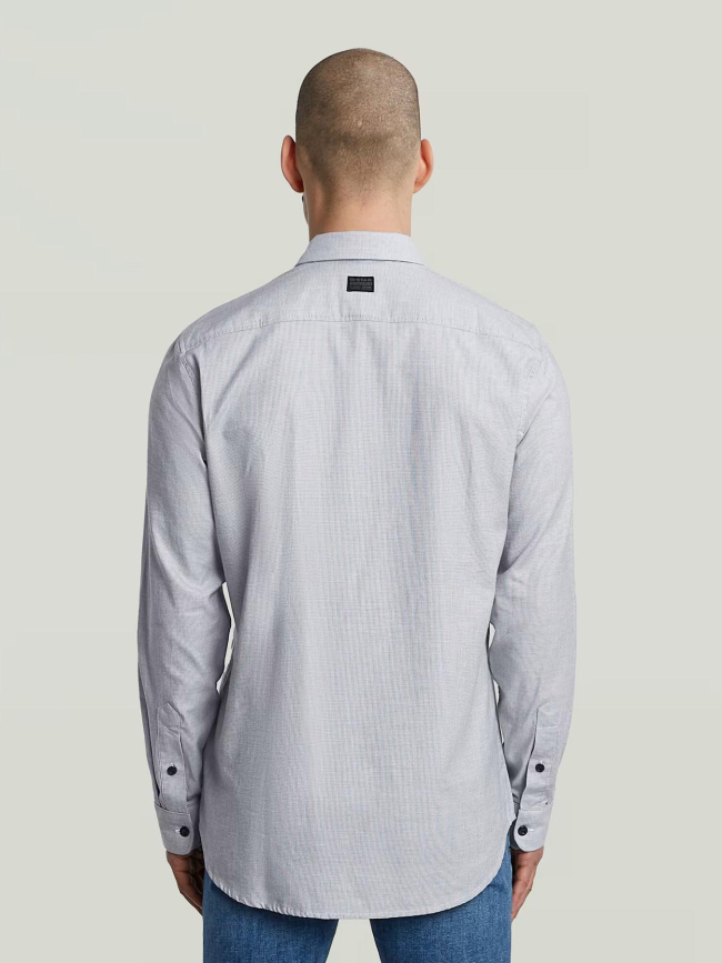 Chemise à carreaux slim fit marine blanc homme - G Star