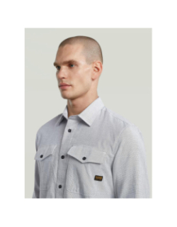 Chemise à carreaux slim fit marine blanc homme - G Star