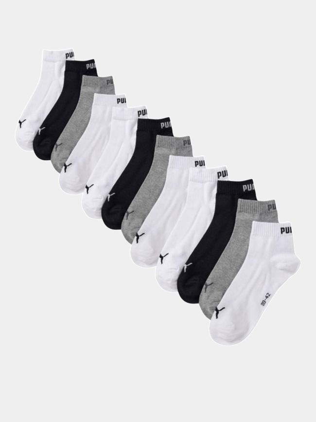 Pack de 6 paires de chaussettes quarter noir gris blanc adulte - Puma