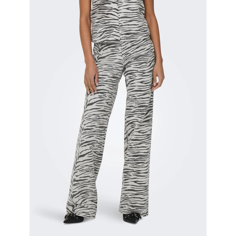 Jean zébré taille haute wide leg fit onlhope gris femme - Only