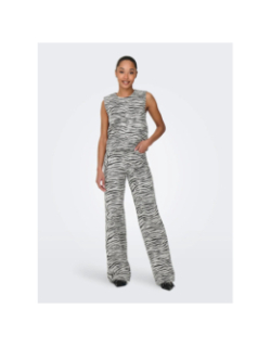Jean zébré taille haute wide leg fit onlhope gris femme - Only