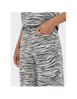 Jean zébré taille haute wide leg fit onlhope gris femme - Only