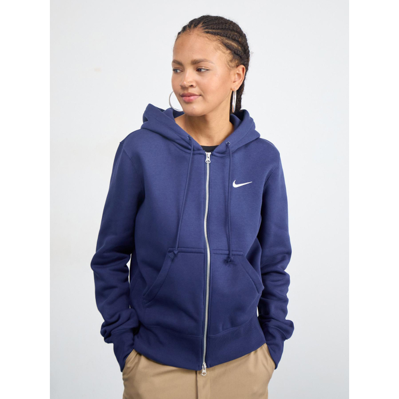 Sweat à capuche zippé phoenix fleece bleu marine femme - Nike