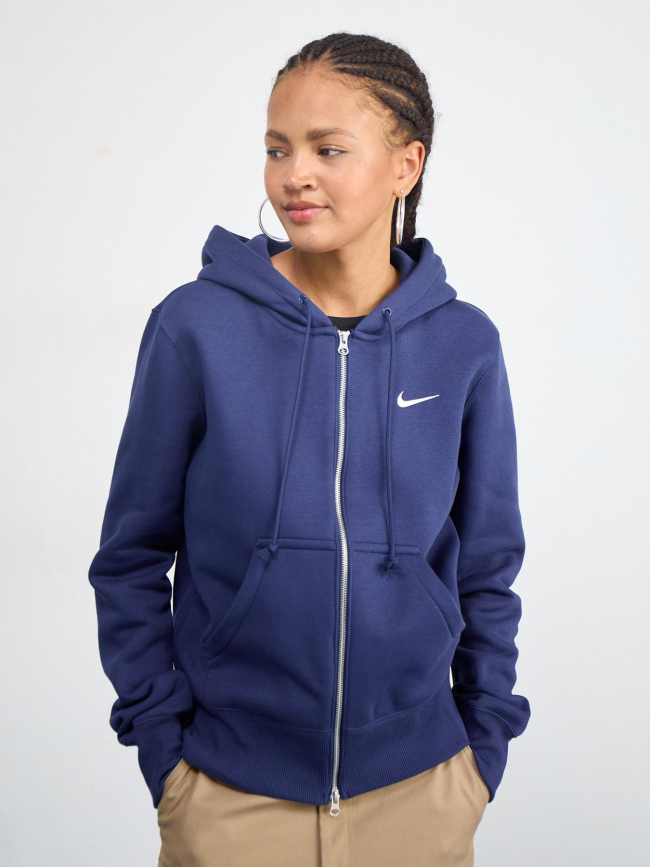 Sweat à capuche zippé phoenix fleece bleu marine femme - Nike