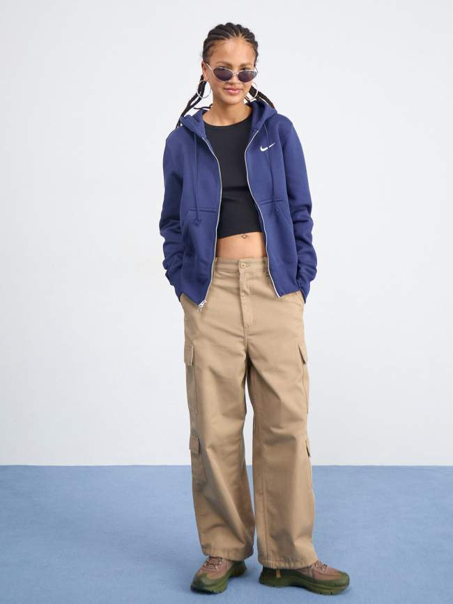 Sweat à capuche zippé phoenix fleece bleu marine femme - Nike