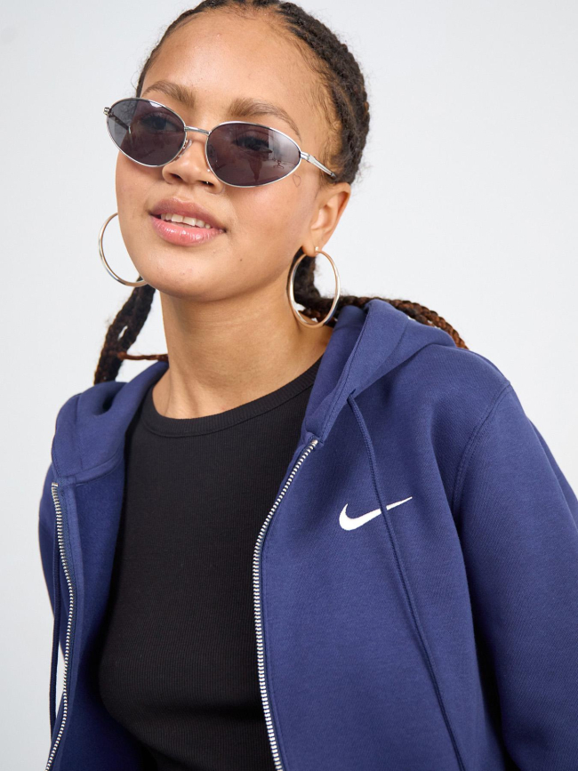 Sweat à capuche zippé phoenix fleece bleu marine femme - Nike