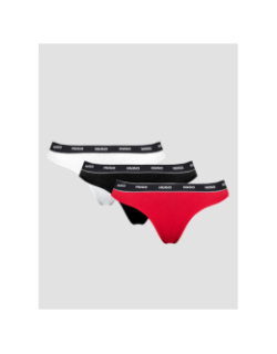 Pack de 3 strings rouge blanc et noir femme - Hugo