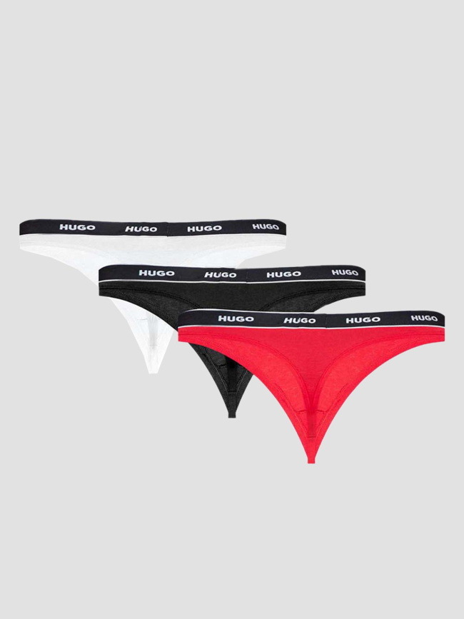 Pack de 3 strings rouge blanc et noir femme - Hugo