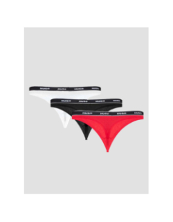 Pack de 3 strings rouge blanc et noir femme - Hugo