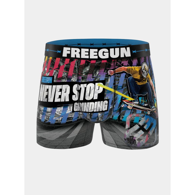 Boxer en microfibre skate bleu homme - Freegun