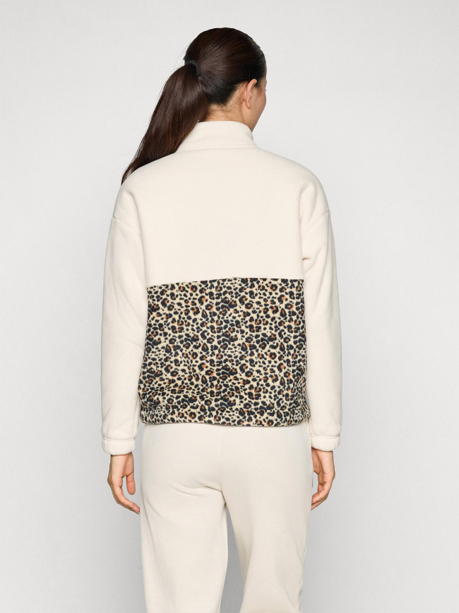 Sweat polaire col zippé léopard beige femme - Puma