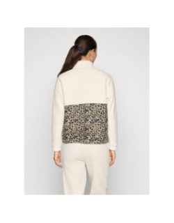 Sweat polaire col zippé léopard beige femme - Puma