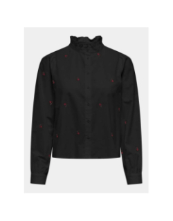 Chemise brodée fleurs camille noir femme - Only