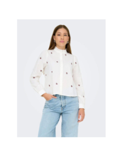 Chemise brodée fleurs camille blanc femme - Only