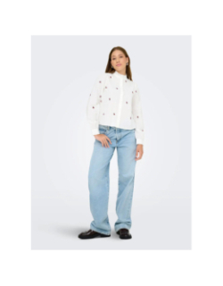 Chemise brodée fleurs camille blanc femme - Only