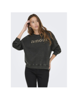 Sweat linda amour léopard noir femme - Only