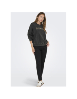 Sweat linda amour léopard noir femme - Only