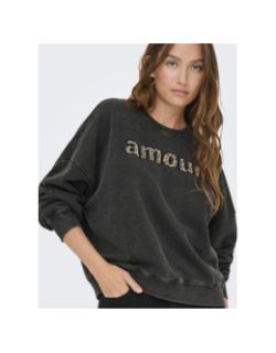 Sweat linda amour léopard noir femme - Only