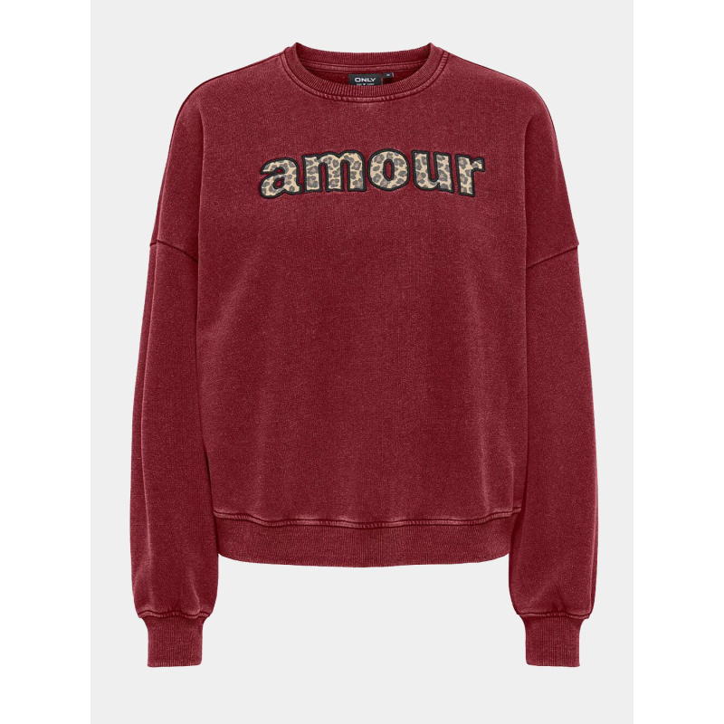 Sweat linda amour léopard bordeaux femme - Only