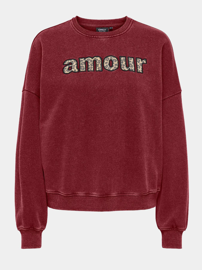Sweat linda amour léopard bordeaux femme - Only