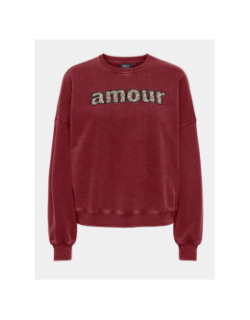 Sweat linda amour léopard bordeaux femme - Only