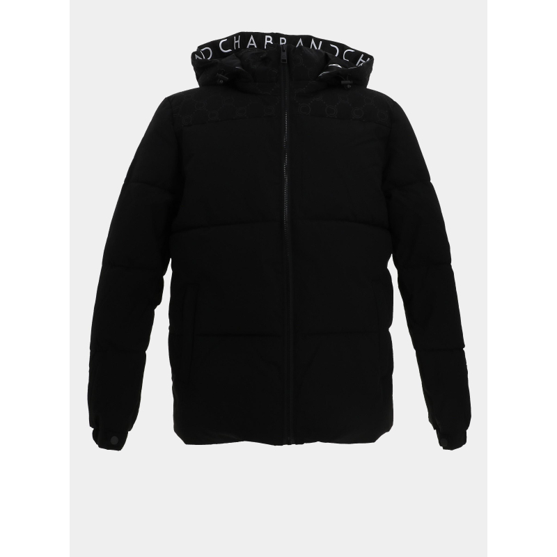Doudoune à capuche logotée noir homme - Chabrand
