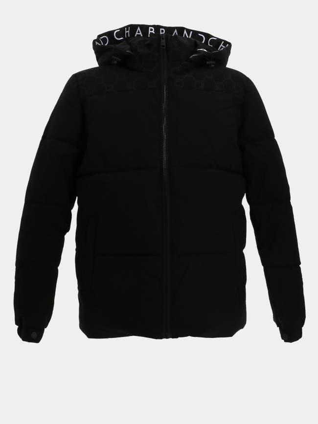 Doudoune à capuche logotée noir homme - Chabrand