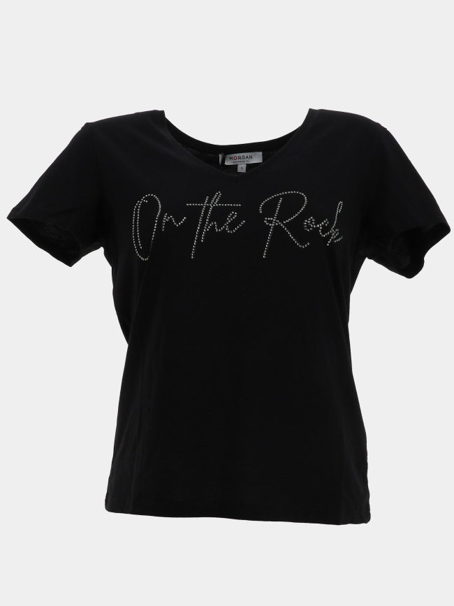 T-shirt à strass dlucas noir femme - Morgan