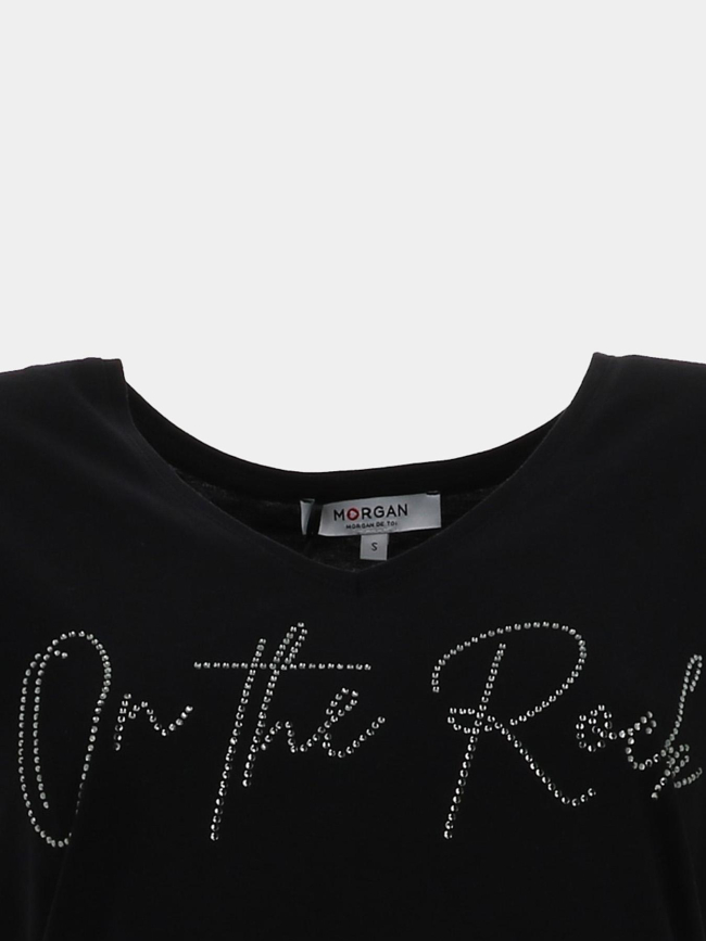 T-shirt à strass dlucas noir femme - Morgan