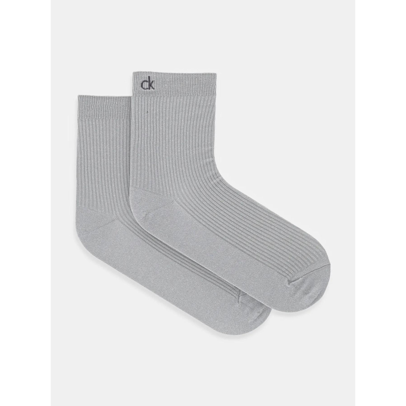 Paire de chaussette basse brillante gris femme - Calvin Klein