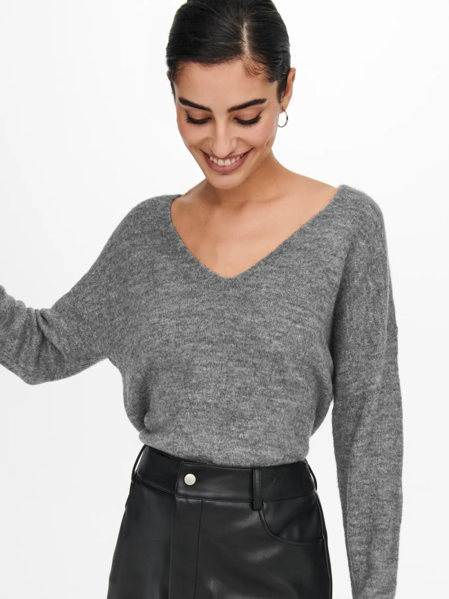 Pull à col v elanora gris femme - JDY