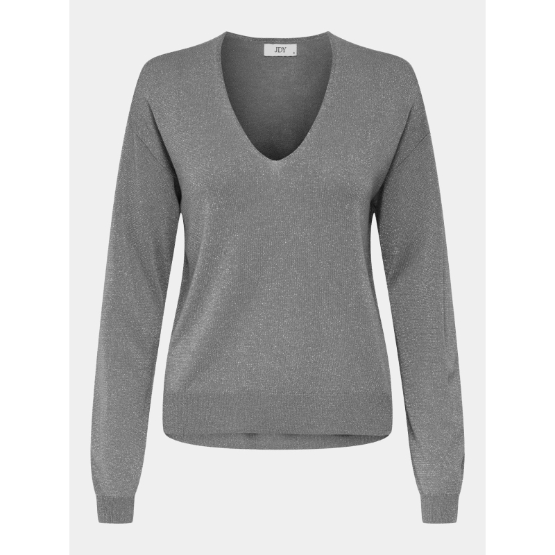 Pull fin brillant à col en v jdybodilla argenté femme - JDY