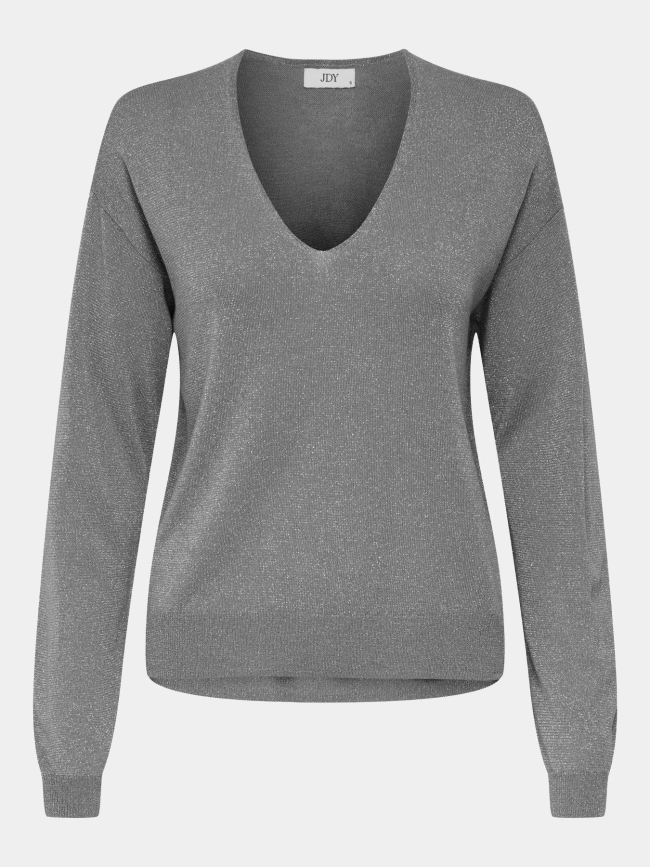 Pull fin brillant à col en v jdybodilla argenté femme - JDY