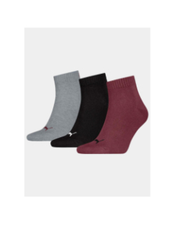 Pack de 3 paires de chaussettes quarter bordeaux noir adulte - Puma