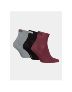 Pack de 3 paires de chaussettes quarter bordeaux noir adulte - Puma