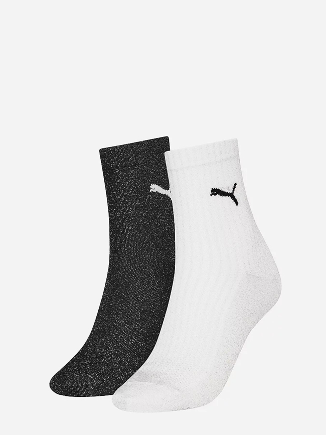Pack de 2 paires de chaussettes brillantes noir et blanc femme - Puma