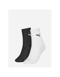 Pack de 2 paires de chaussettes brillantes noir et blanc femme - Puma