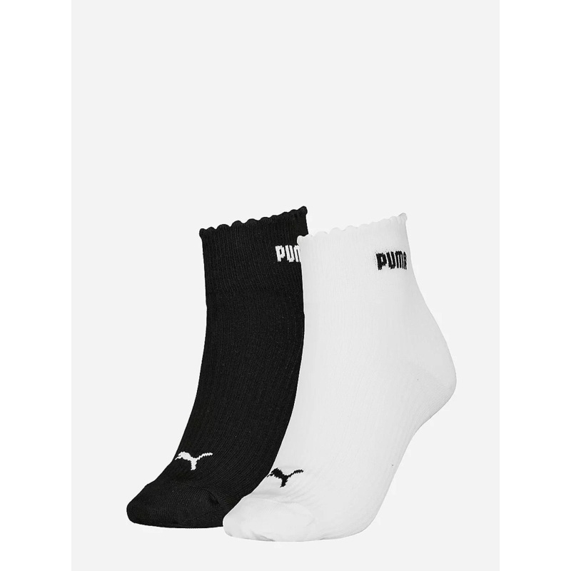 Pack de 2 paires de chaussettes scallop edge blanc et noir femme - Puma