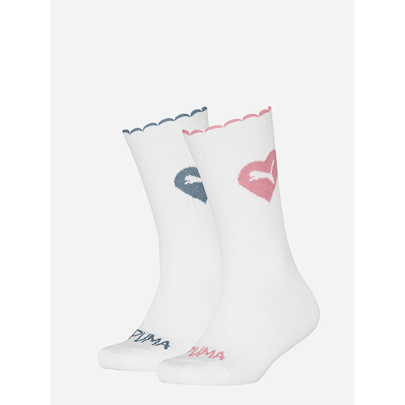 Pack de 2 paires de chaussettes brillantes cœur blanc fille - Puma
