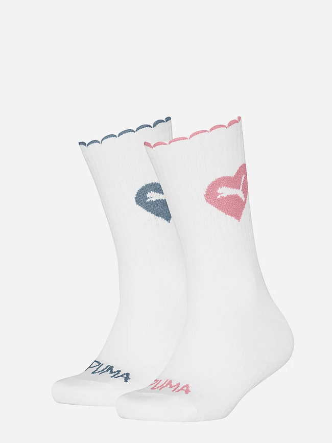Pack de 2 paires de chaussettes brillantes cœur blanc fille - Puma
