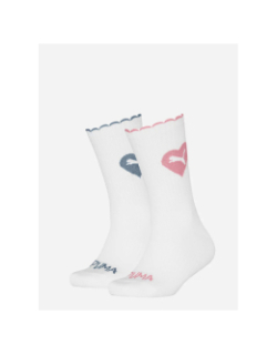 Pack de 2 paires de chaussettes brillantes cœur blanc fille - Puma