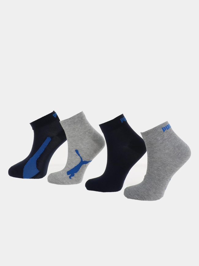 Pack de 4 paires de chaussettes quarter bleu et gris enfant - Puma