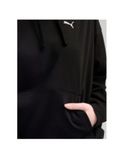 Sweat à capuche côtelé ess elevated comfort noir femme - Puma